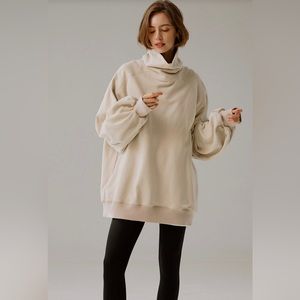 Nap Loungewear Size S (small) boxy oversized turtleneck sweatshirt - cream color